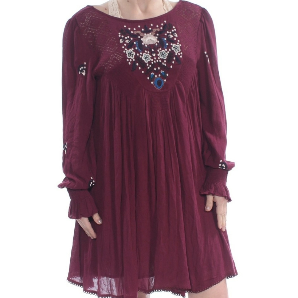 Free People Embroidered boho Backless dress